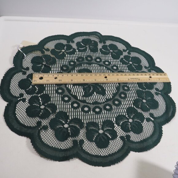 Heritage Lace dark Hunter Green Victorian Flower Lace Doily 14" St Patriricks - Picture 3 of 5